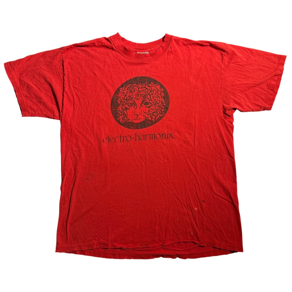 Vintage Electro-Harmonix EHX T-Shirt Red Distressed Thrashed XL Music Pedal Tee